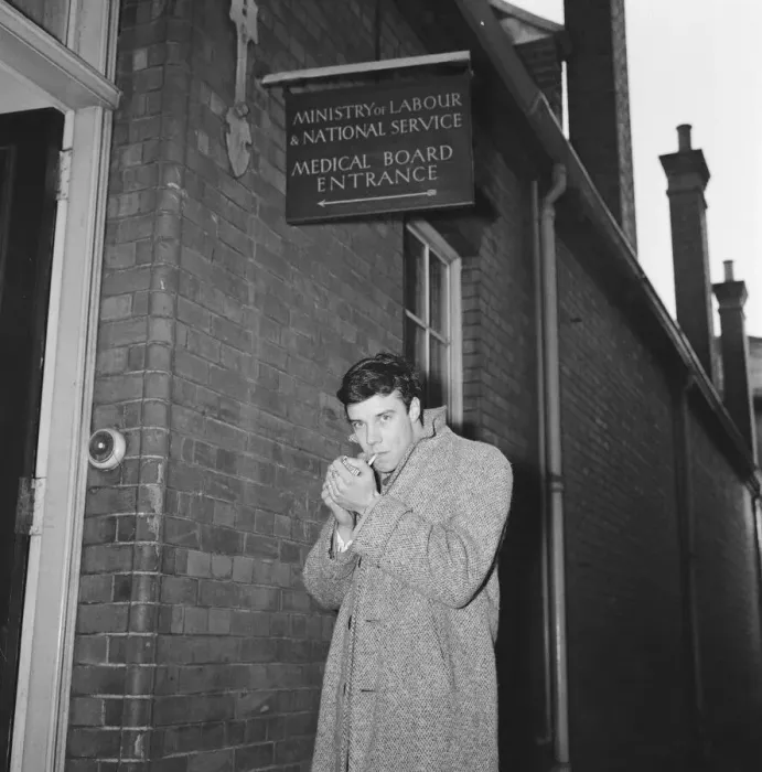 Framed Print : Marty Wilde, singer, pictured outside Army Recruiting Office ahead of his National Framed Print : Marty Wilde, singer, pictured outside Army Recruiting Office ahead of his National