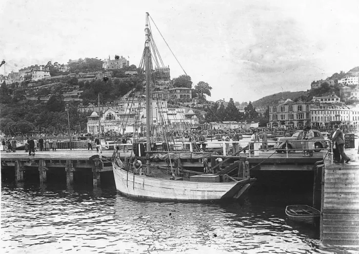 Framed Print : The Mary Ann Q ship in Torquay. September 1949 Framed Print : The Mary Ann Q ship in Torquay. September 1949
