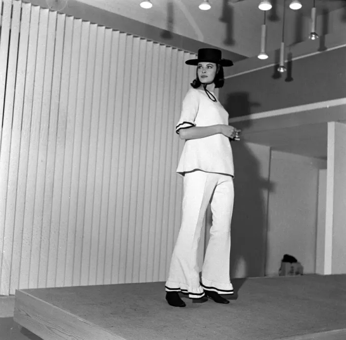 Framed Print : Mary Quant fashion September 1962 Model wearing flared trousers