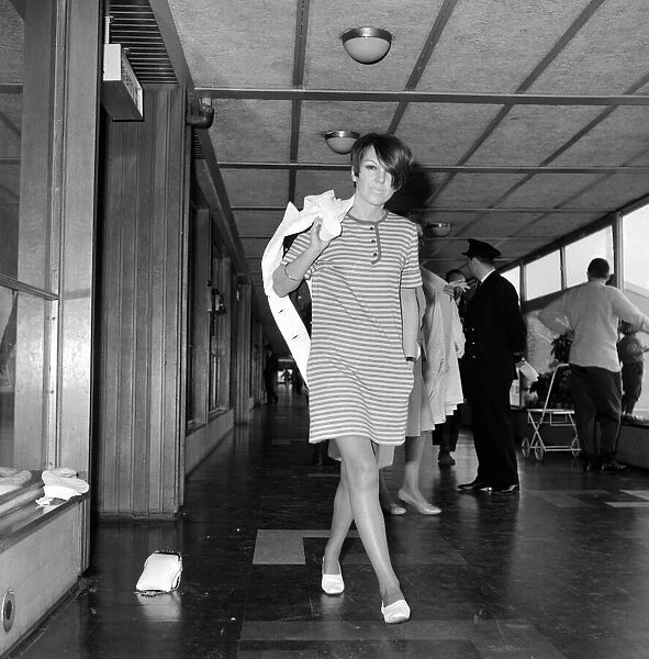 Mary Quant at London Heathrow Airport on her way to Copenhagen