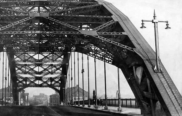A mass of girders, an unusual view of the Wearmouth Bridge, Sunderland. 28th January 1930