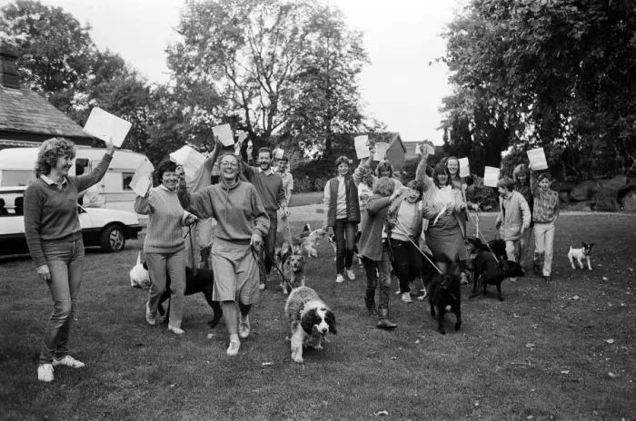 Framed Print : Mass walkies - twenty-four dogs and walkers took part in this sponsored walk at Beaumont Framed Print : Mass walkies - twenty-four dogs and walkers took part in this sponsored walk at Beaumont