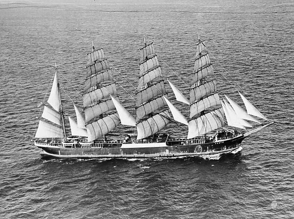The four masted sailing ship Basque Pamir in the English Channel after a 13