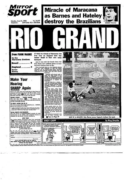 Match report from the Brazil v England match held in Rio. 11th June 1984