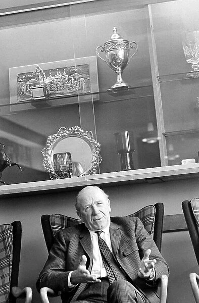 Matt Busby manager of Manchester United at a Press Conference after winning the League