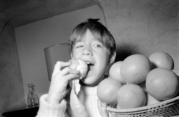 Framed Print : Matthew Ives, timed by his sister Sally, eating his way to a world record by consuming 12