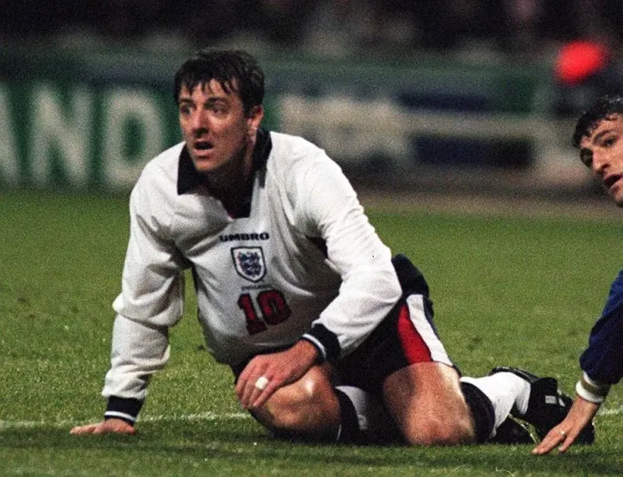Framed Print : Matthew Le Tissier Footballer for England pictured during the World Cup Qualyfier against