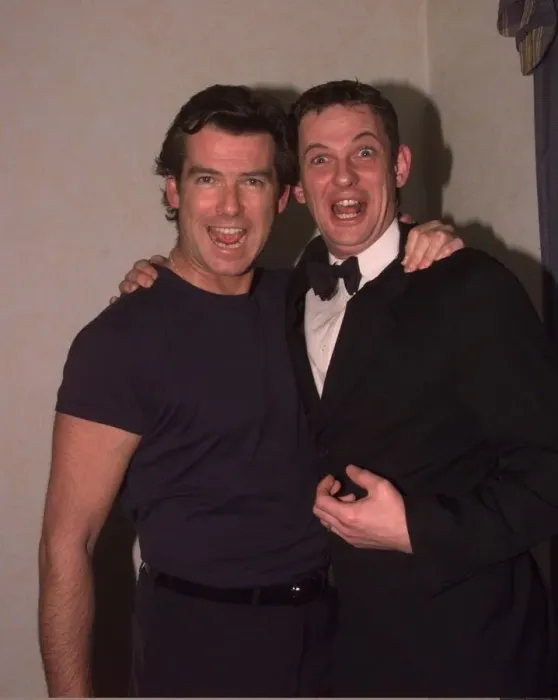 Framed Print : Matthew Wright and Pierce Brosnan December 1997 Framed Print : Matthew Wright and Pierce Brosnan December 1997