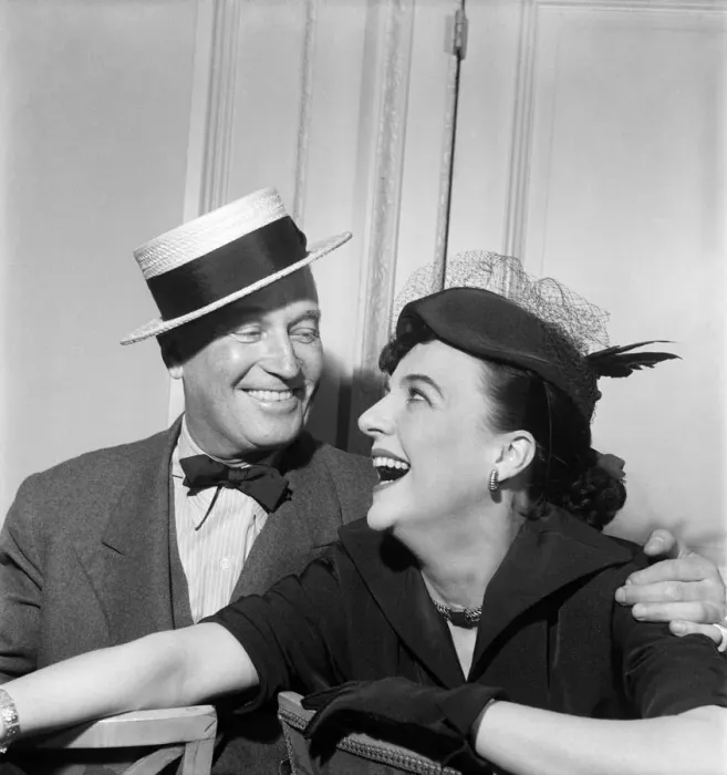 Framed Print : Maurice Chevalier and Noele Gordon. October 1952 C5236 Framed Print : Maurice Chevalier and Noele Gordon. October 1952 C5236