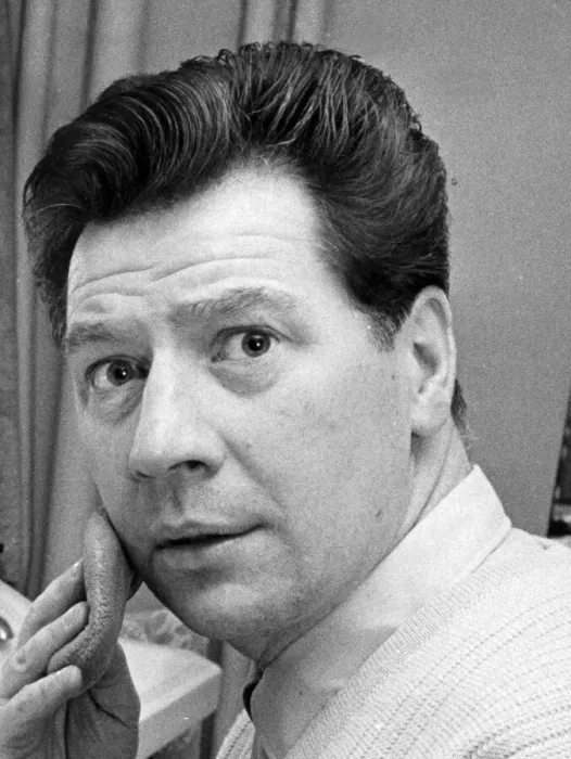 Framed Print : Max Bygraves making up in his dressing room backstage at theatre - January 1965 Framed Print : Max Bygraves making up in his dressing room backstage at theatre - January 1965