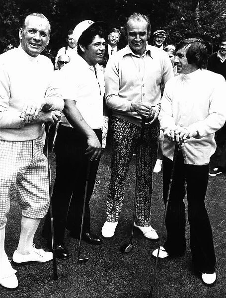 Max Faulkner, Lee Trevino, Sean Connery and Jackie Stewart at Walton Heath Surrey 1972