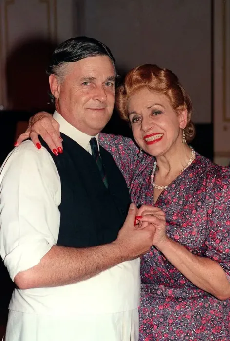 Framed Print : Max Gillies Actor standing in for actor Gorden Kaye 1990 with Carmen Silvera in Framed Print : Max Gillies Actor standing in for actor Gorden Kaye 1990 with Carmen Silvera in