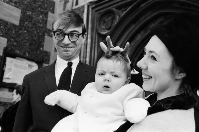 Framed Print : Maxwell, the son of Roy Hudd and his wife Ann, is christened at Croydon Parish Church Framed Print : Maxwell, the son of Roy Hudd and his wife Ann, is christened at Croydon Parish Church