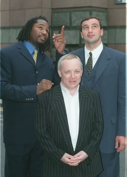 Framed Print : May 1998 Lennox Lewis boxer cracks a joke with Frank Maloney (C Framed Print : May 1998 Lennox Lewis boxer cracks a joke with Frank Maloney (C