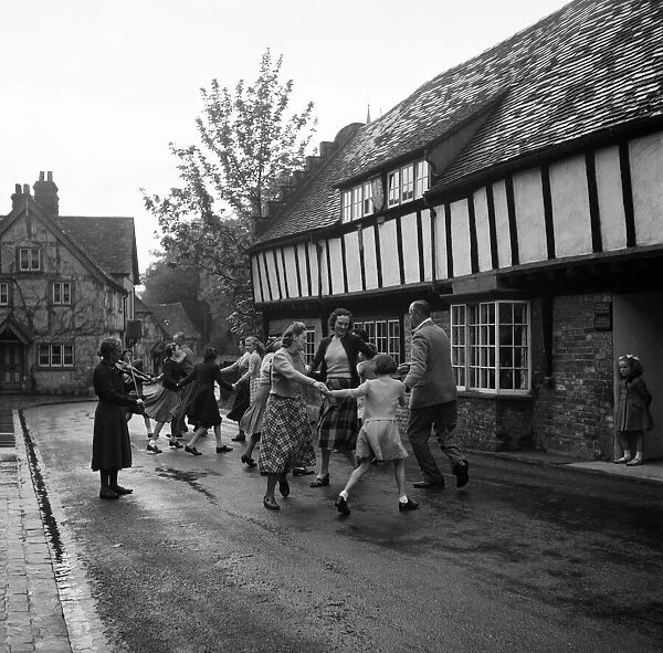 May Day dancing in Church Street, Princes Risborough, Buckinghamshire. 2nd May 1952
