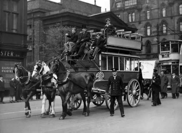 Framed Print : May Day and Victory Parade in Manchester. A corporation horse drawn coach was in