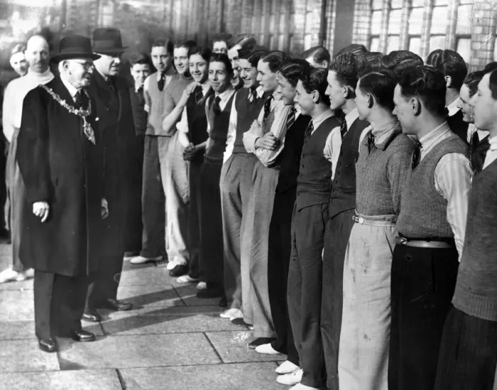 Framed Print : The Mayor of Wallasey P. G Davies talks yo the turnout of youth at the manifestation of Framed Print : The Mayor of Wallasey P. G Davies talks yo the turnout of youth at the manifestation of