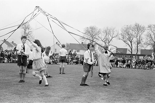 Maypole Dancing, Roseworth Junior School, Stockton-on-Tees, England, Circa May 1973