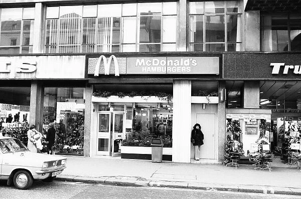 McDonalds Hamburgers cafe in the west end of London opens its door