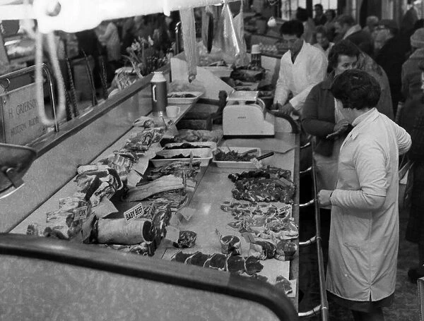 Meat Counter, Stockton Market, North East England, Circa 1959