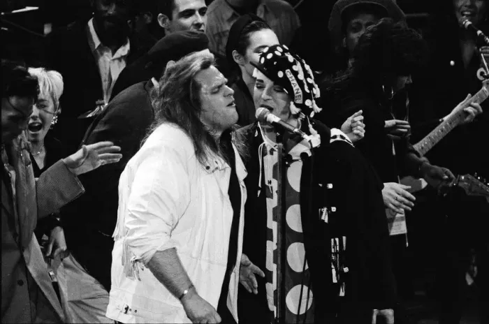 Framed Print : Meat Loaf and Boy George performing at the Stand by Me: AIDS Day Benefit concert Framed Print : Meat Loaf and Boy George performing at the Stand by Me: AIDS Day Benefit concert
