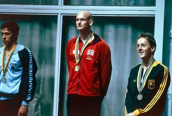 Medal ceremony for 100m breastroke at the Moscow Olympics July 1980