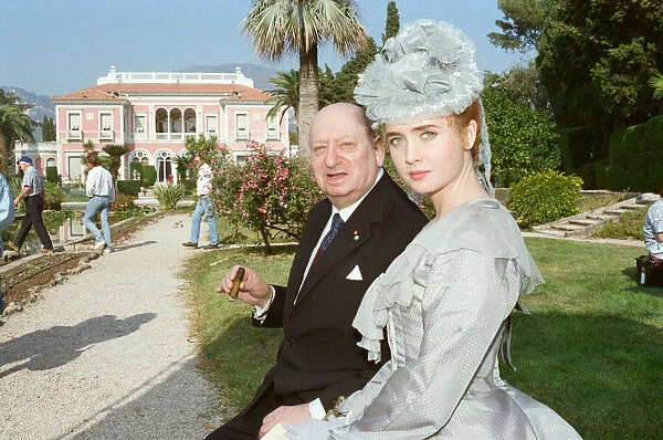 Media Mogul Lew Grade with actress Lysette Anthony in Monte Carlo