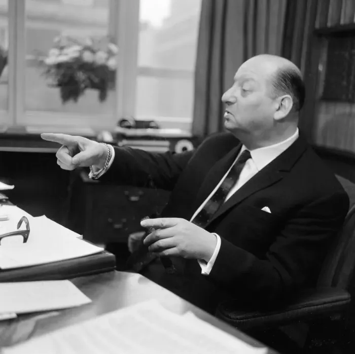 Framed Print : Media mogul Lew Grade pictured in his office at the ATV studios in Great Cumberland Place Framed Print : Media mogul Lew Grade pictured in his office at the ATV studios in Great Cumberland Place