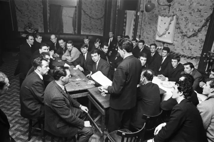 Framed Print : A meeting takes place at Highgate United F. C. 27th February 1967 Framed Print : A meeting takes place at Highgate United F. C. 27th February 1967