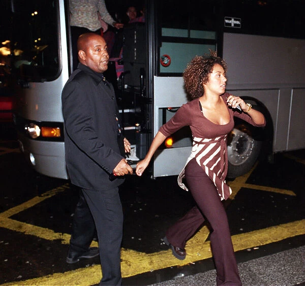 Mel B of The Spice Girls in Glasgow April 1998 on her way to The Appartments
