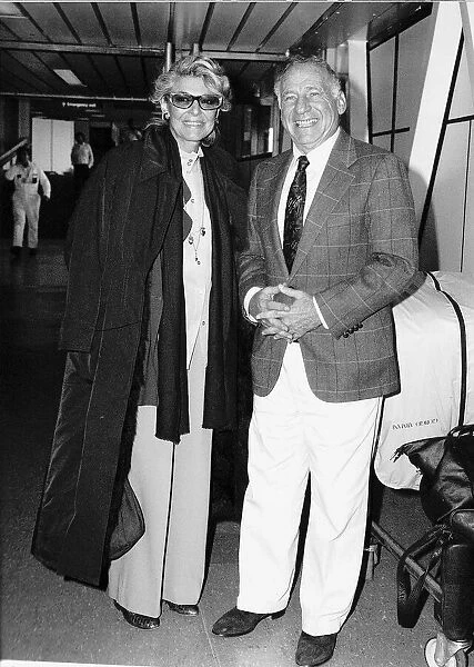 Mel Brooks actor and Anne Bancroft leaving Heathrow Airport for Nice