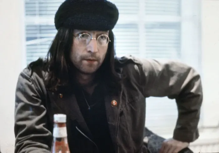 Framed Print : Former member of The Beatles pop group John Lennon, with recently trimmed beard Framed Print : Former member of The Beatles pop group John Lennon, with recently trimmed beard