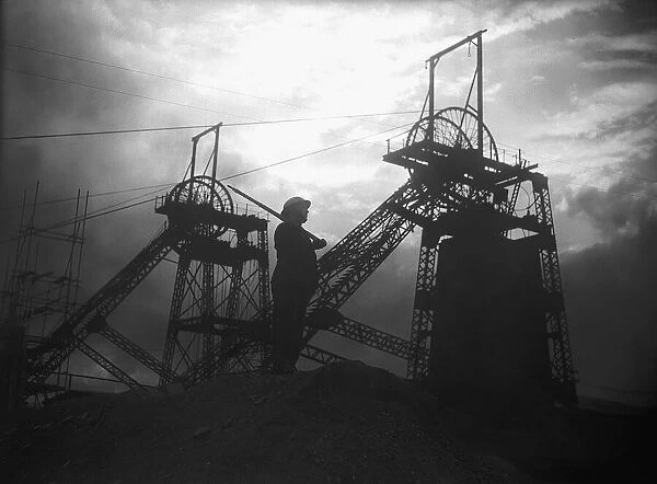 A member of the Home Guard keeps guard at a Coal Mine during WW2