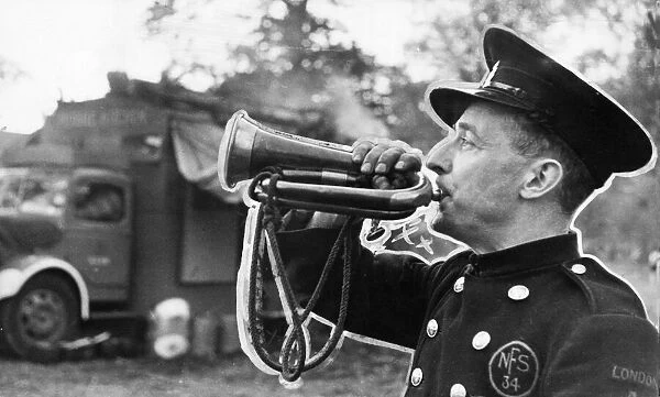 A member of The National fire Services in London. World War Two