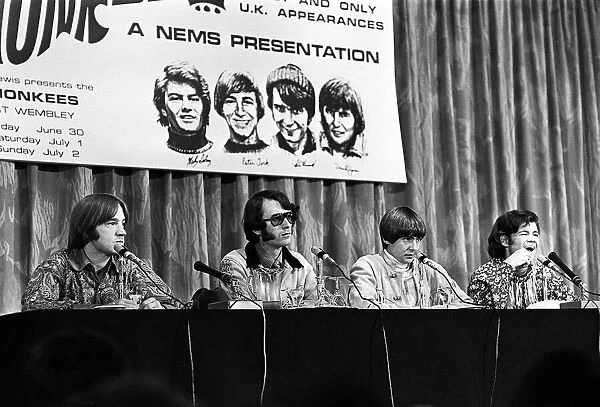 Members of the 1960s pop group The Monkees Davy Jones, Mickey Dolenz