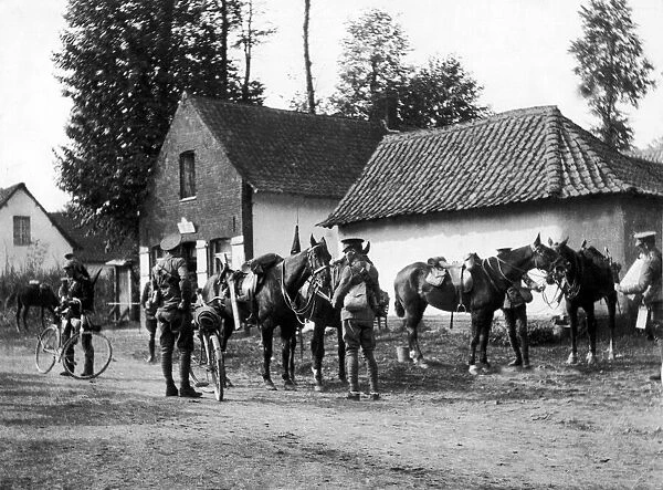 Members of the 2nd Cavalry Division after crossing the River Marne in September 1914