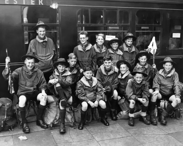 Framed Print : These members of the 3rd Ashton-on-Mersey Scout troop left Manchester on the first leg of Framed Print : These members of the 3rd Ashton-on-Mersey Scout troop left Manchester on the first leg of