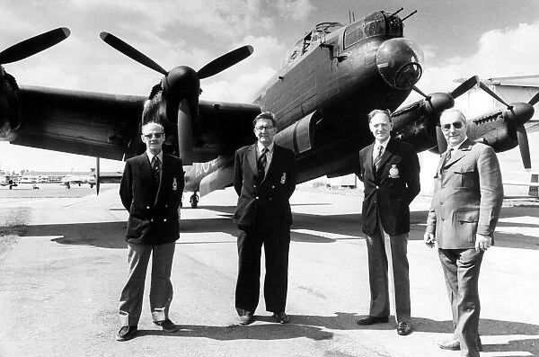 Members of the 617 'Dambuster'squadron look over the Battle of Britain Flight