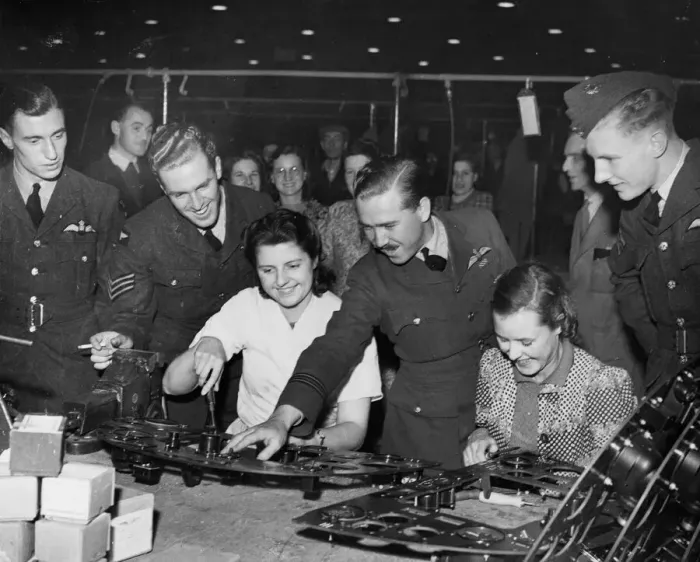 Framed Print : Members of an aircraft factory who recently visited an RAF Squadron Framed Print : Members of an aircraft factory who recently visited an RAF Squadron
