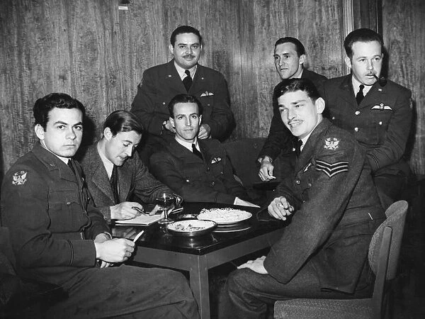 Members of an American Eagle Squadron at an overseas Club Place challenge during