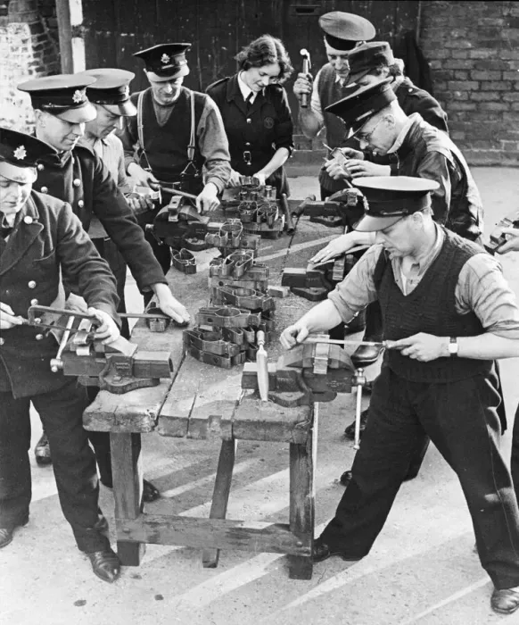 Framed Print : Members of the Barnet National Fire Service. In their off duty times Framed Print : Members of the Barnet National Fire Service. In their off duty times