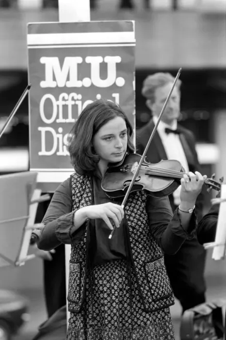 Framed Print : Members of the BBC Concert Orchestra perform for members of the public who were not able Framed Print : Members of the BBC Concert Orchestra perform for members of the public who were not able