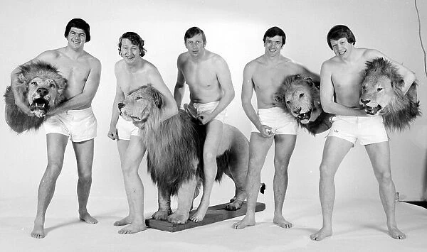 Members of the British Lions rugby union team about to tour New Zealand for test matches