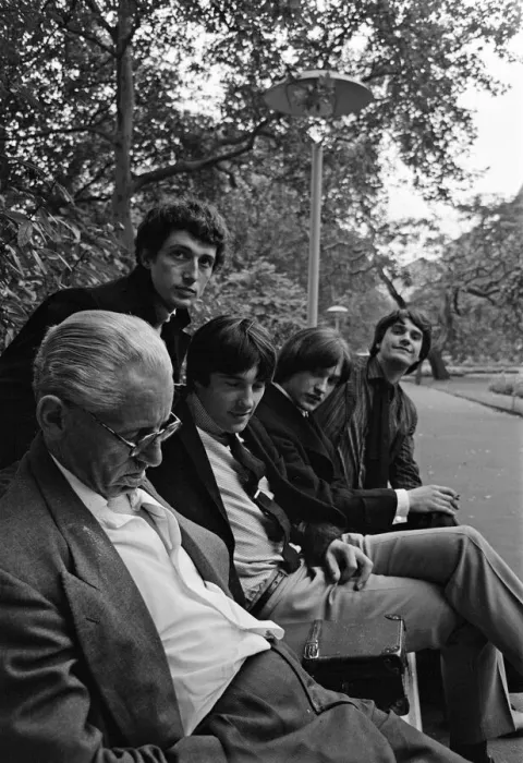 Framed Print : Members of the British pop group The Kinks posing in a London park Framed Print : Members of the British pop group The Kinks posing in a London park
