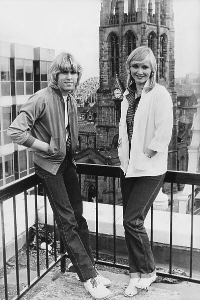 Members of Bucks Fizz - Cheryl Baker and Mike Nolan in Newcastle. Circa 1981