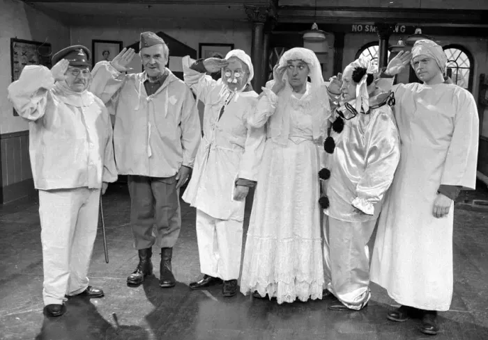Framed Print : Members of the cast of the popular television comedy series Dads Army appear in a special