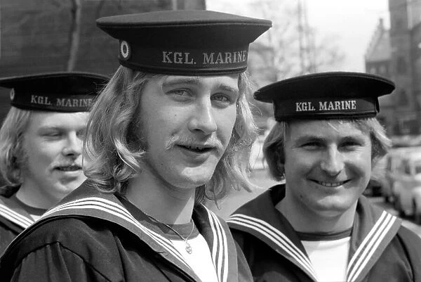 Members of the Danish Navy seen here on shore leave. Sailors in the navy can grow their