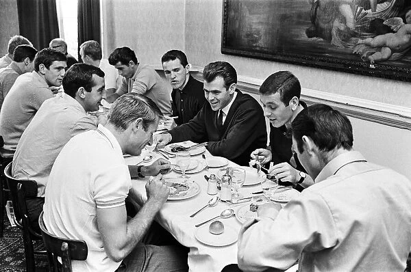 Members of the England football team including Terry Paine, John Connelly, Ian Callaghan