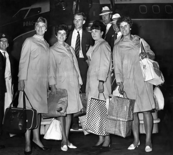 Framed Print : Members of the Great Britain Olympic team arriving in West Germany for the games