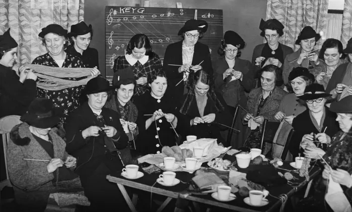 Framed Print : Members of the Heaton Social Service Knitting Party making garments for troops Framed Print : Members of the Heaton Social Service Knitting Party making garments for troops